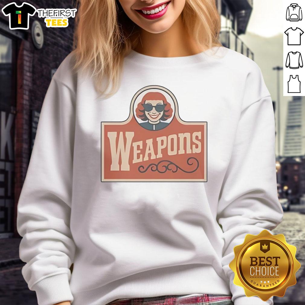 Aunt Gladys sweatshirt featuring the Pretty Weapons design, worn by Zach Cregger, showcasing stylish graphic fashion.