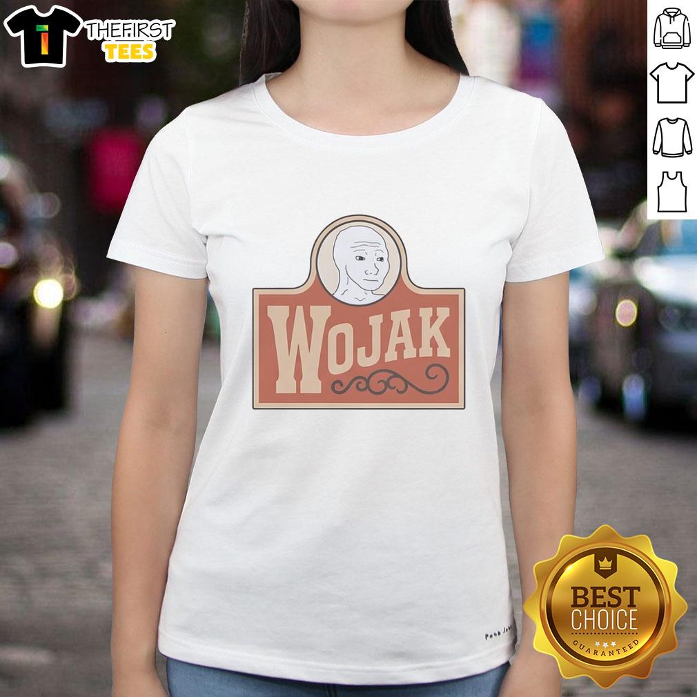 Pretty Wojak meme character displayed on a stylish ladies' tee, perfect for casual wear and meme enthusiasts.