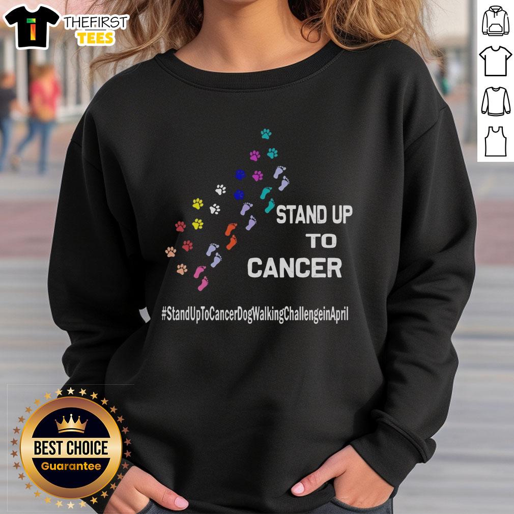Top Dog and Person Paw Print Sweatshirt for Cancer Awareness, perfect for the Dog Walking Challenge in April.