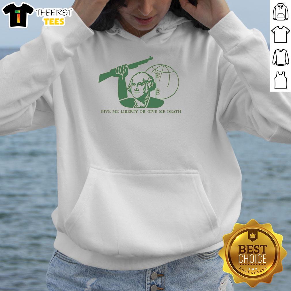 Top George Washington Liberty or Death Hoodie featuring a bold design celebrating American patriotism and history.