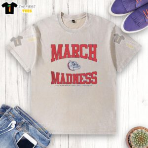 Top Gonzaga Bulldogs March Madness 2026 NCAA Womens Basketball Championship washed t-shirt displayed on a hanger.