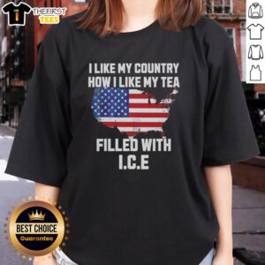 Top I Like My Country How I Like My Tea Filled With Ice Ladies Tee, showcasing a stylish graphic tee for women.