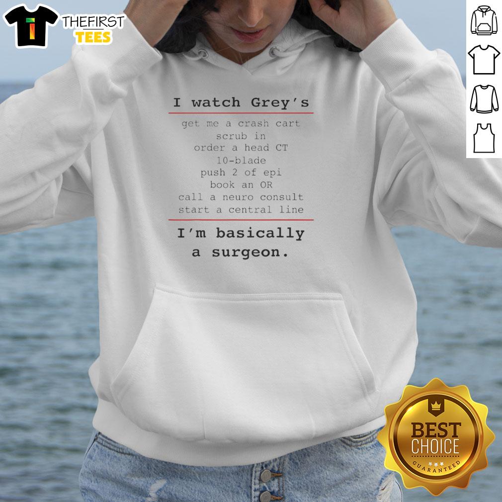Grey's Anatomy hoodie featuring 'Get Me A Crash Cart' slogan, perfect for fans of the show and stylish casual wear.