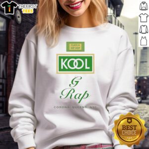 Top Kool G Rap Corona Queens NYC sweatshirt featuring bold graphics and vibrant colors, perfect for hip-hop fans.