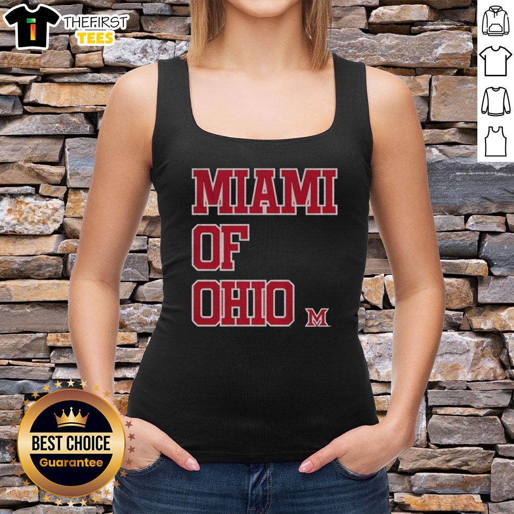 Top Miami Redhawks basketball tank top featuring vibrant colors and team logo, perfect for fans of Miami of Ohio.