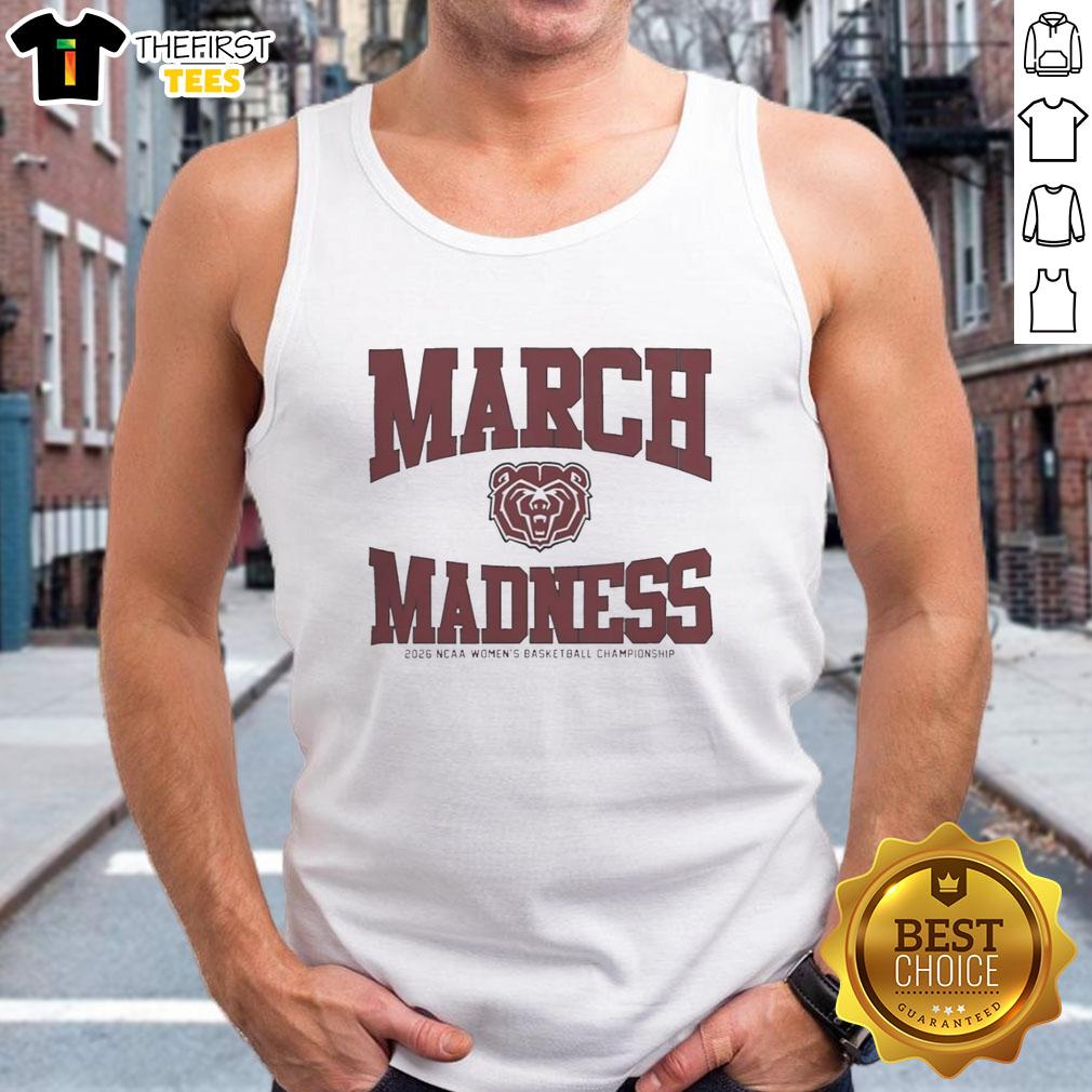 Top Missouri State Lady Bears March Madness 2026 NCAA Women's Basketball Championship tank top featuring team colors and logo.