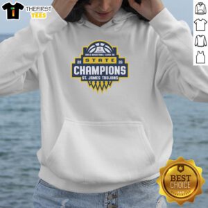 Top Saint James Trojans AHSAA Girls Basketball Class 3A State Champions 2026 hoodie featuring team colors and logo.