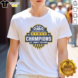 Top Saint James Trojans AHSAA Girls Basketball Class 3A State Champions 2026 T-Shirt featuring team logo and vibrant colors.