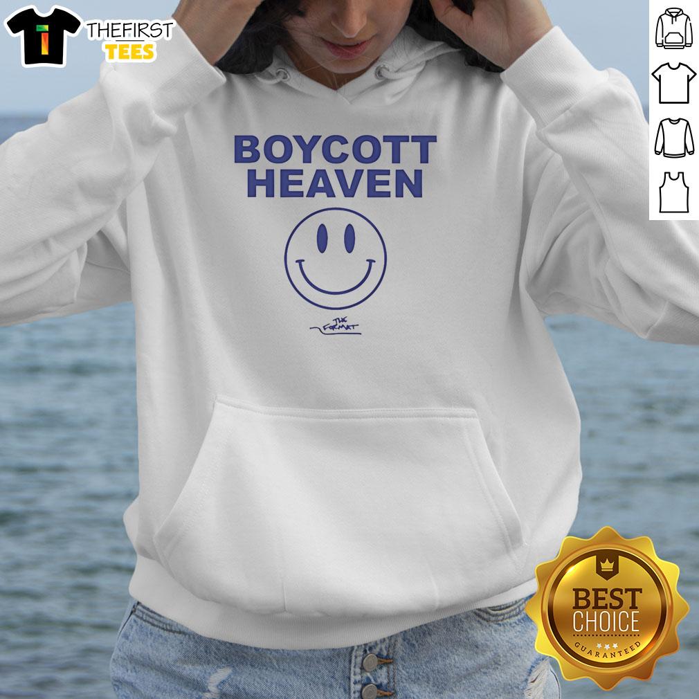 Top-The-Format Boycott Heaven Hoodie in black, featuring bold graphic design and a comfortable fit for casual wear.