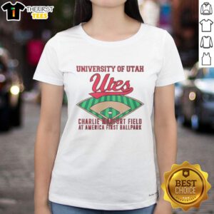 Alt Text: Ladies' tee featuring the University of Utah Utes logo at Charlie Monfort Field, America First Ballpark.