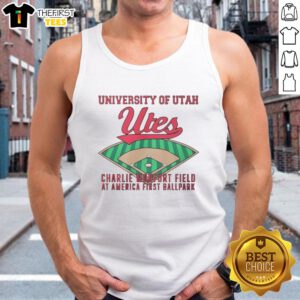 Top University of Utah Utes Charlie Monfort Field tank top at America First Ballpark, showcasing school spirit and style.