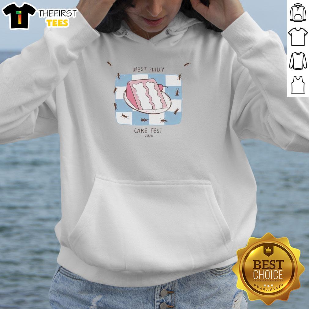 Cartoon hoodie featuring Top West Philly Cake Fest 2026 design at Pentridge Station, vibrant colors and fun graphics.