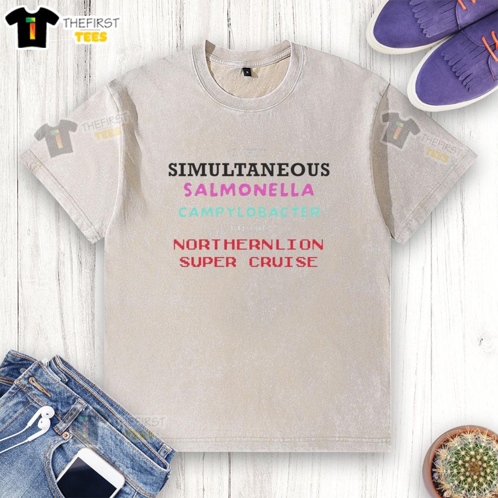 Original I Got Simultaneous Salmonella and Campylobacter Washed T-Shirt showcasing a humorous design for food safety awareness.