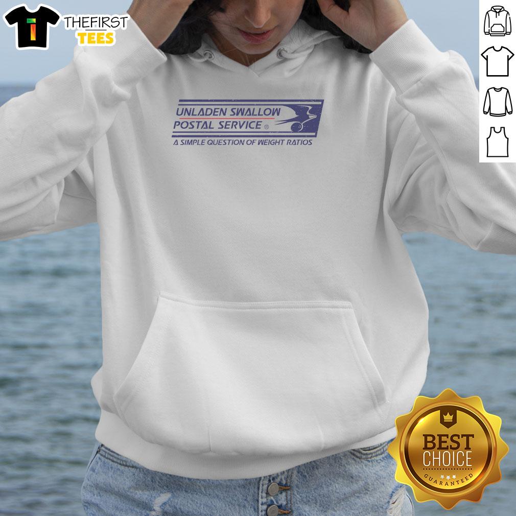 Premium Unladen Swallow Postal Service hoodie featuring a stylish design and soft fabric for ultimate comfort.