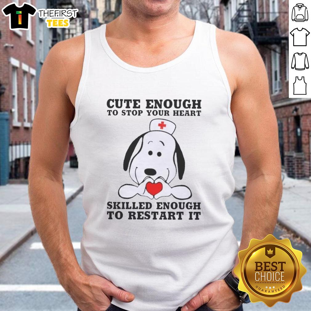 Cute Snoopy nurse tank top featuring Pretty Peanuts design, perfect for fans of fun and heartwarming nurse apparel.