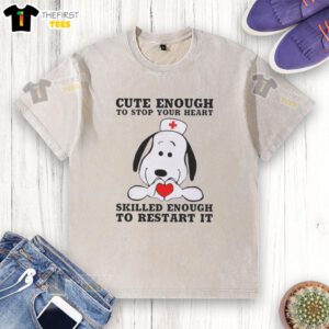 Pretty Peanuts Snoopy Nurse t-shirt, cute design featuring Snoopy as a nurse, perfect for healthcare enthusiasts.