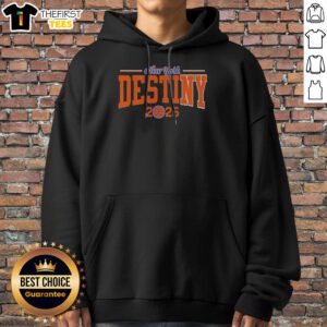 Awesome New York Knicks Destiny 2026 Bold Arch Championship Basketball Text Hoodie in vibrant blue with bold white and orange lettering