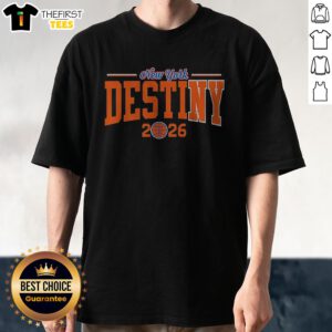 Awesome New York Knicks Destiny 2026 Bold Arch Championship Basketball Text Shirt in classic fit cotton tee