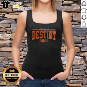 Awesome New York Knicks Destiny 2026 Bold Arch Championship Basketball Text tank top in white, sleeveless casual wear for basketball fans