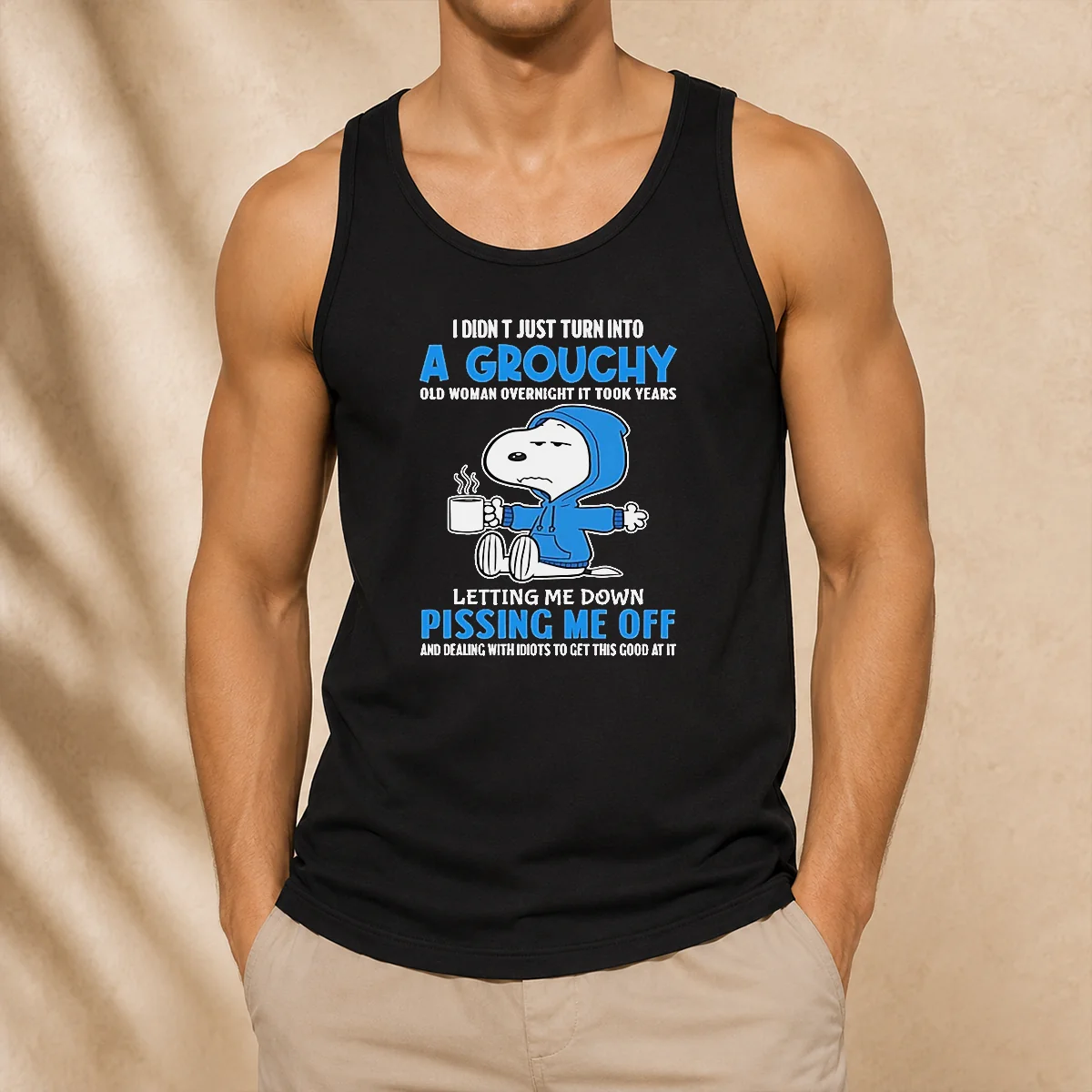 Awesome Snoopy I Didn'T Just Turn Into A Grouchy Old Woman Overnight It Took Years Tank Top