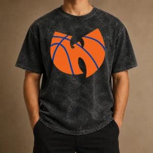 Awesome Wu Tang Clan X New York Knicks Logo washed t shirt in vintage style with faded print