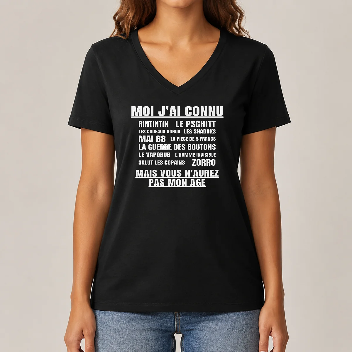 Funny Moi Jai Connu Rintintin Le V-Neck Shirt Funny Moi Jai Connu Rintintin Le V-Neck Shirt