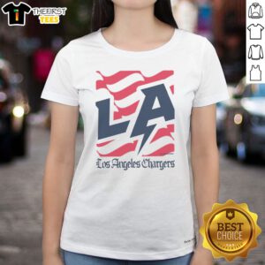 Good Los Angeles Chargers American Heritage Wordmark Ladies Shirt displayed on a mannequin