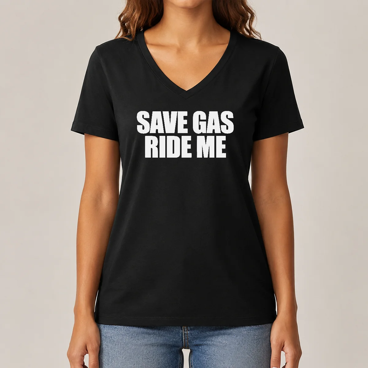Good Save Gas Ride Me Bicycle V-Neck Shirt Good Save Gas Ride Me Bicycle V-Neck Shirt
