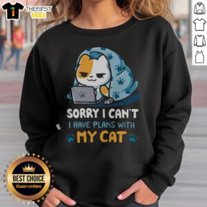 Good Sorry I Can'T I Have Plans With My Cat Sweatshirt in cozy grey fleece, perfect for cat lovers