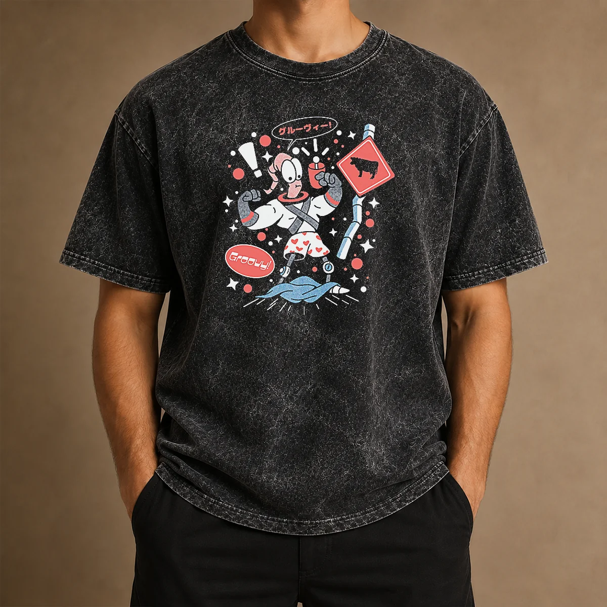 Good Space Shame Washed T Shirt in light fabric with a relaxed fit and faded color