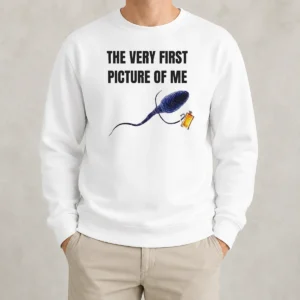 Good The Very First Picture Of Me Sperm With Beer Mug Sweater in a cozy fit with graphic print