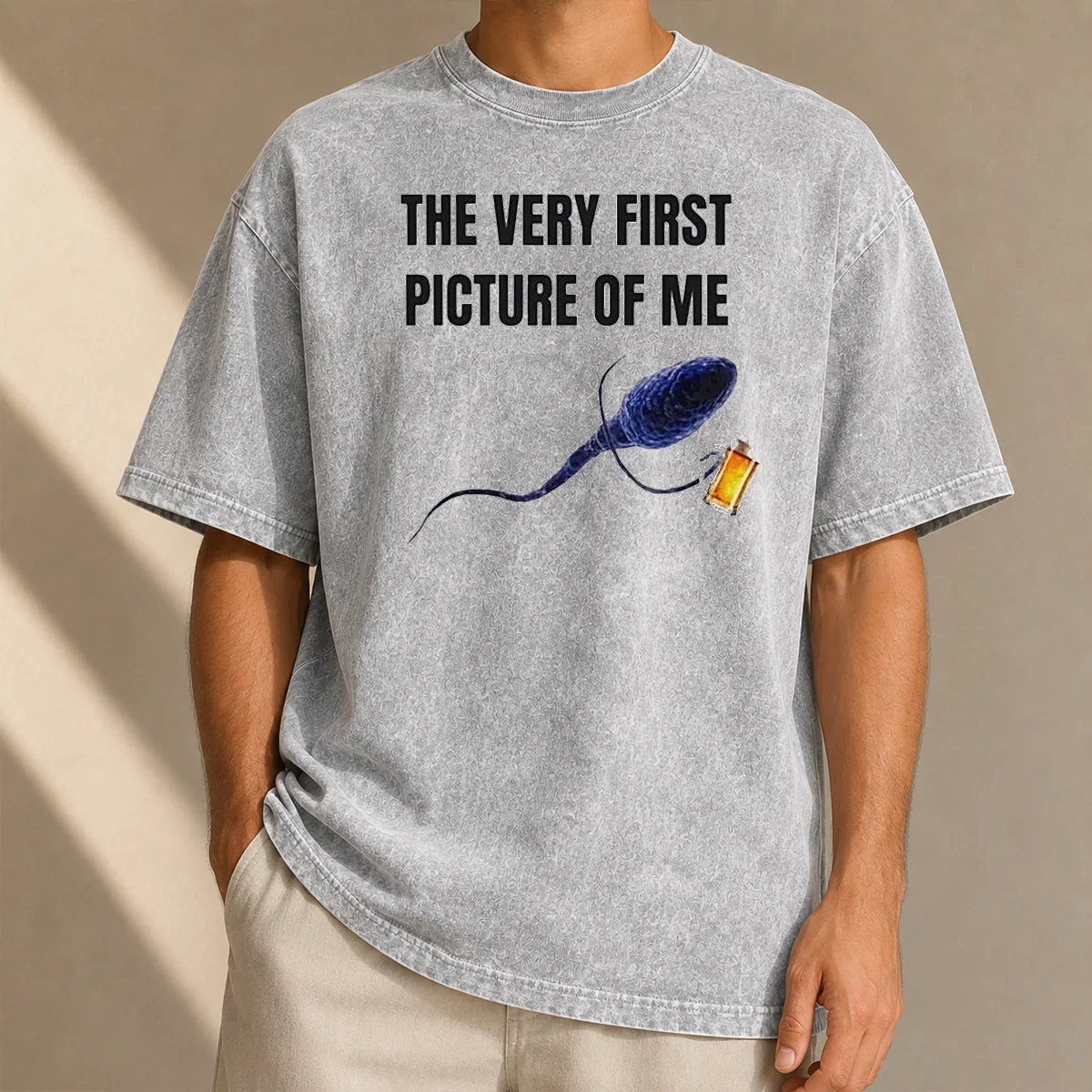 Good The Very First Picture Of Me Sperm With Beer Mug Washed T-Shirt