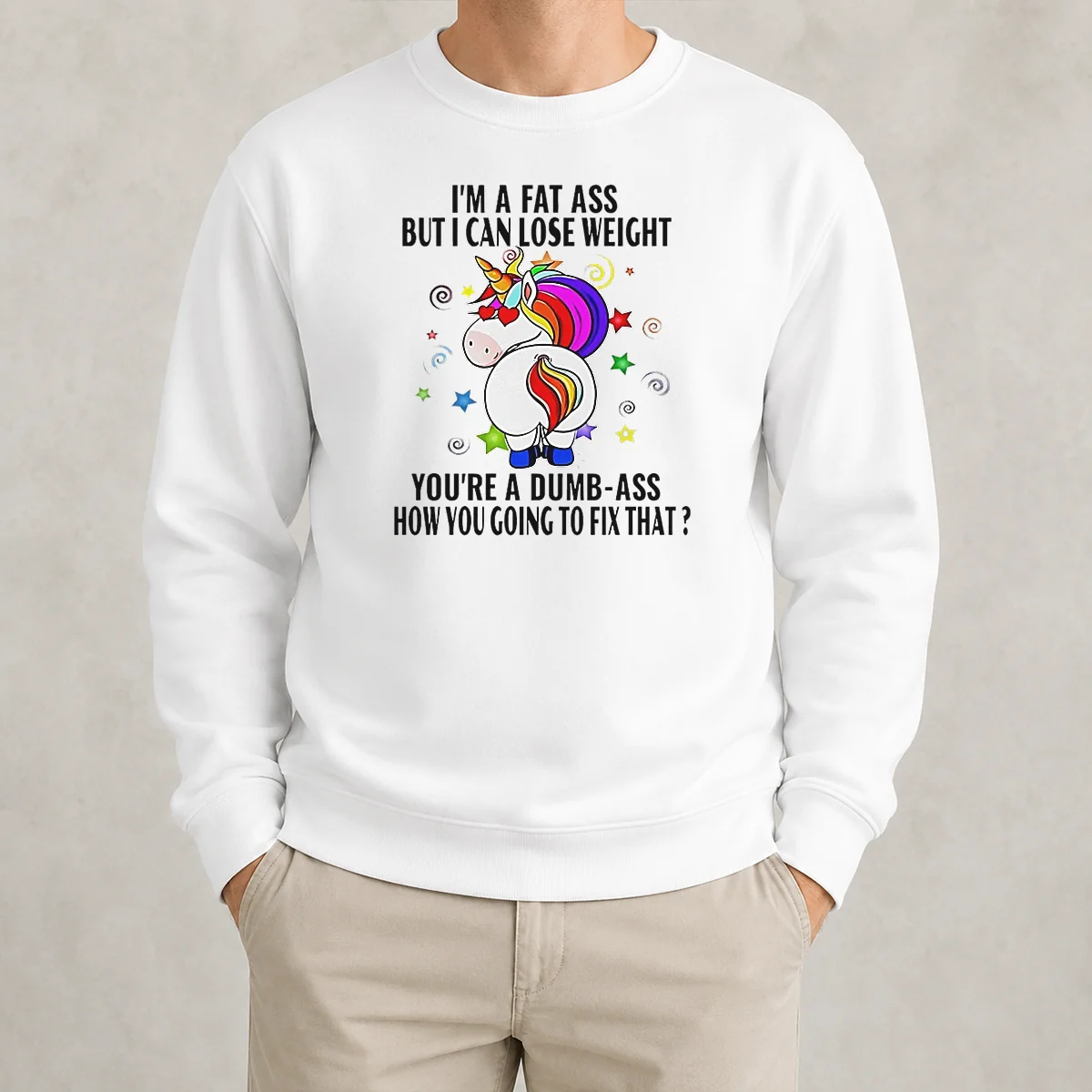 Hot Savage Unicorn I'M A Fat Ass But I Can Lose Weight Sweater