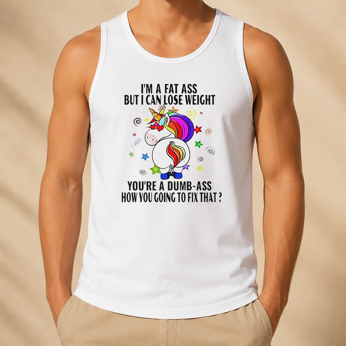 Hot Savage Unicorn I'M A Fat Ass But I Can Lose Weight Tank Top