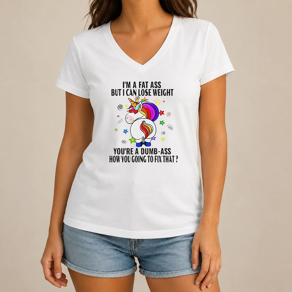 Hot Savage Unicorn I'M A Fat V-Neck Shirt Hot Savage Unicorn I'M A Fat V-Neck Shirt
