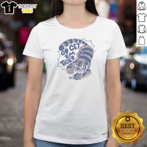 Nice Go Get Em Tiger Cute Little Cub Chasing A Mouse In The Jungle Illustration Ladies Shirt