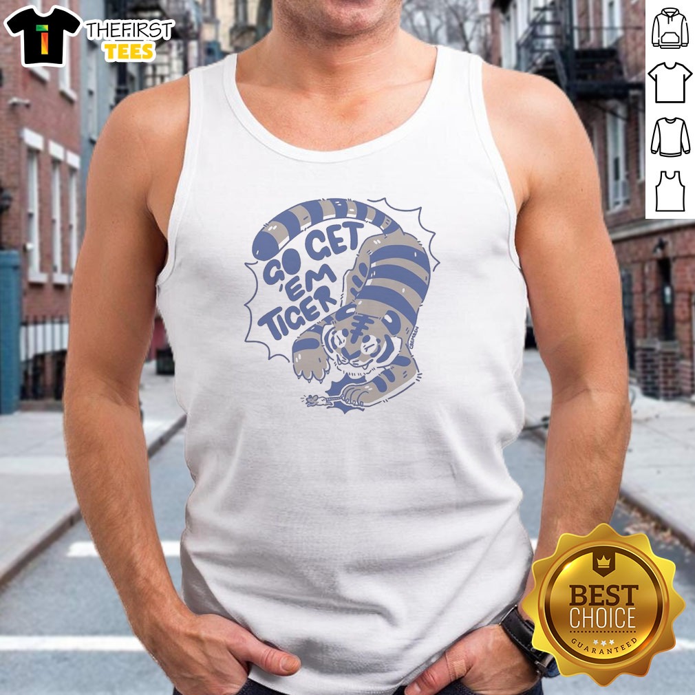 Nice Go Get Em Tiger Cute Little Cub Chasing A Mouse In The Jungle Illustration Tank Top