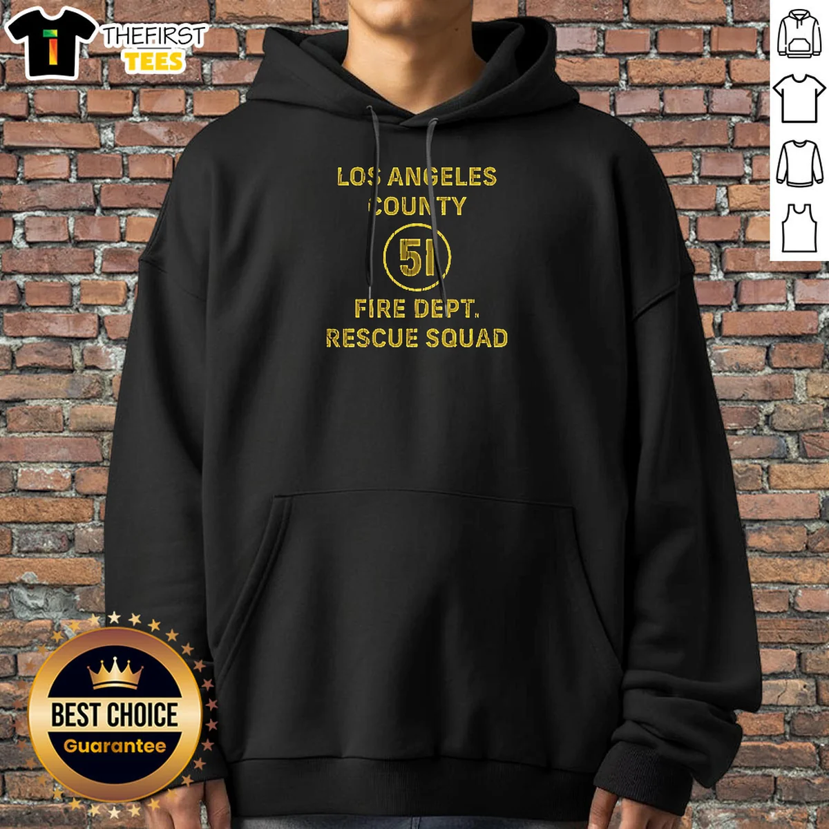 Nice Los Angeles County Fire Dept 51 Rescue Squad Hoodie in black with front logo and kangaroo pocket
