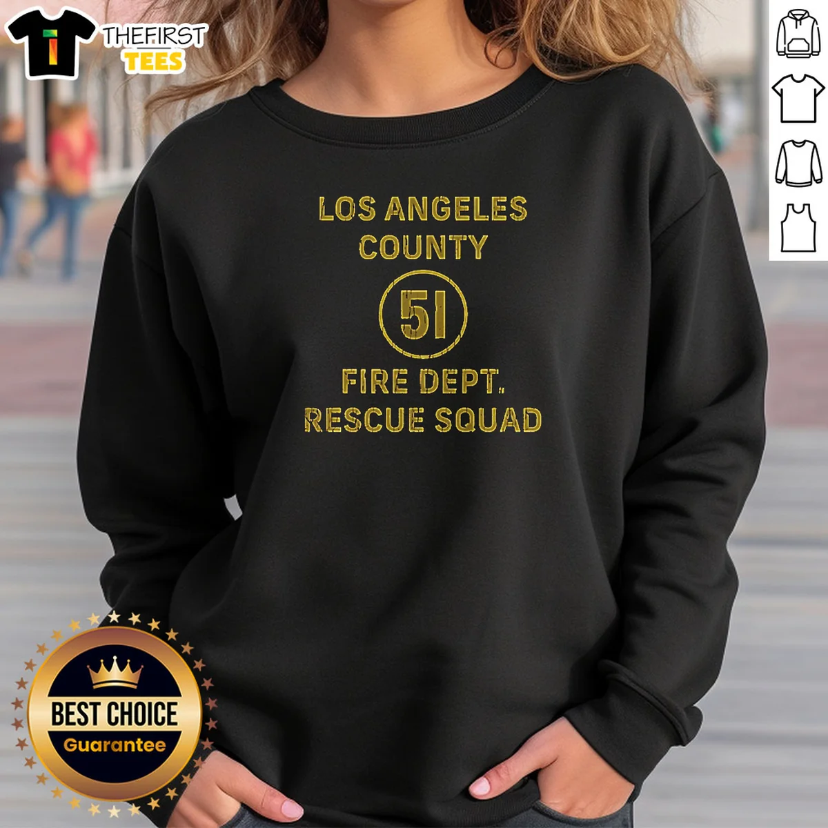 Nice Los Angeles County Fire Dept 51 Rescue Squad Sweatshirt in dark color with front logo print