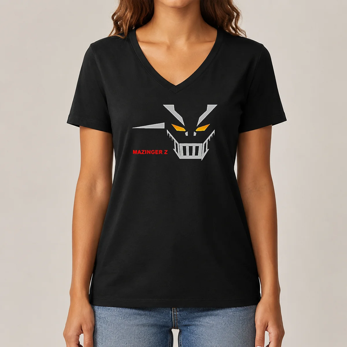 Nice Mazinger Z Robot Face Logo V-Neck Shirt Nice Mazinger Z Robot Face Logo V-Neck Shirt