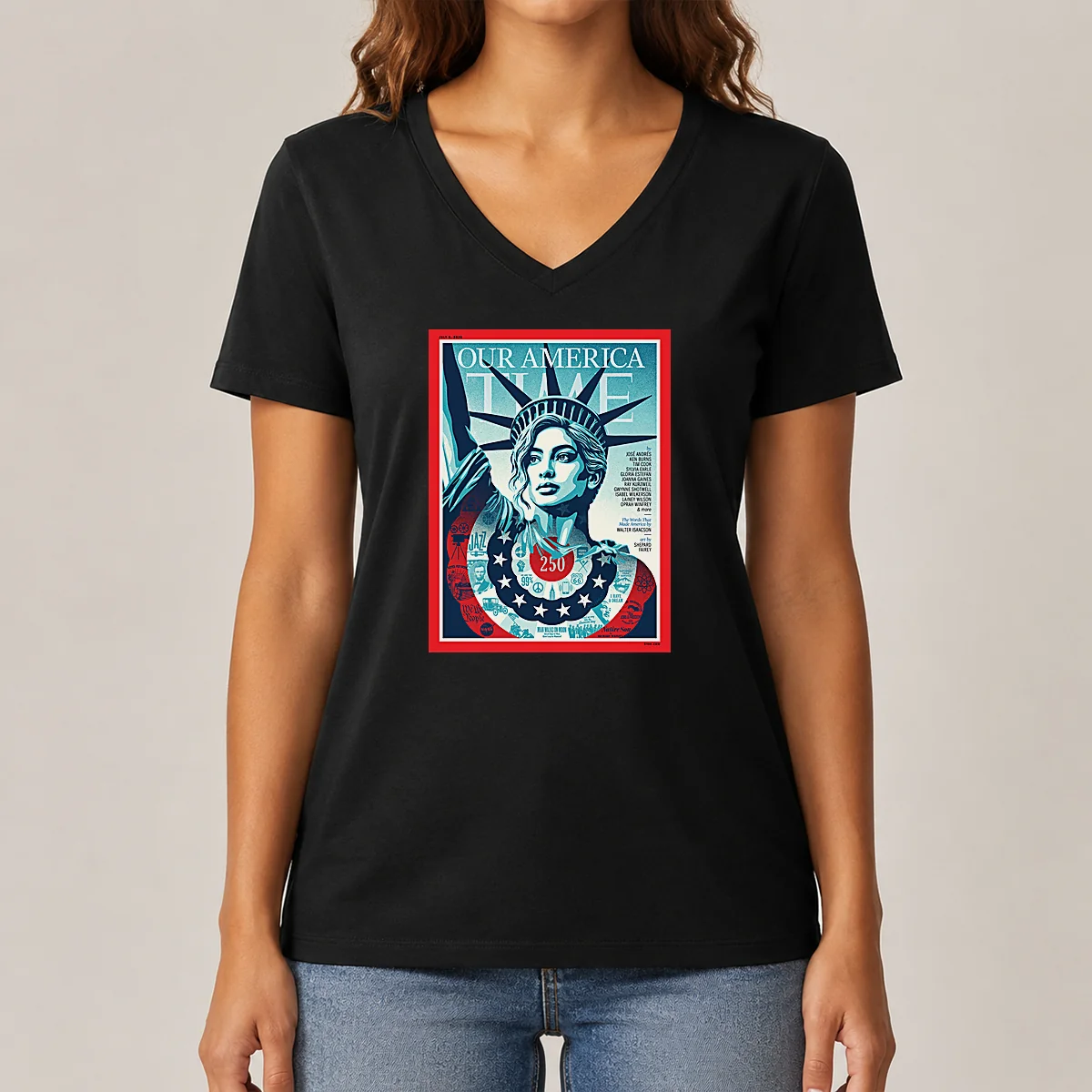 Nice Our America Time Magazine July V-Neck Shirt Nice Our America Time Magazine July V-Neck Shirt