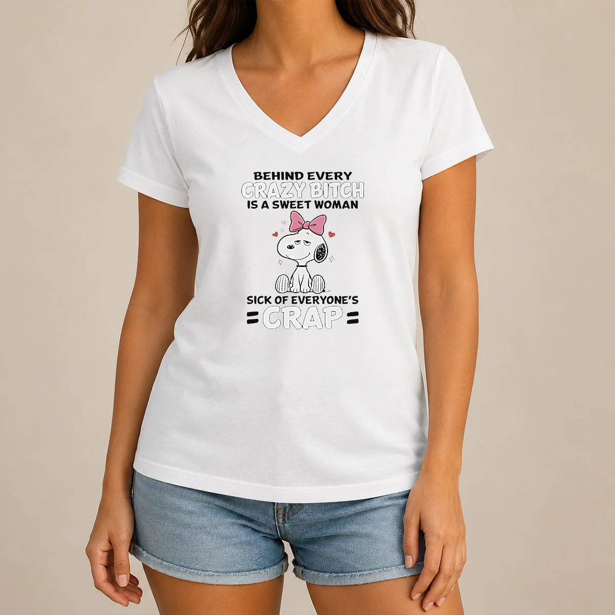 Nice Snoopy Behind Every Crazy Bitch V-Neck Shirt Nice Snoopy Behind Every Crazy Bitch V-Neck Shirt