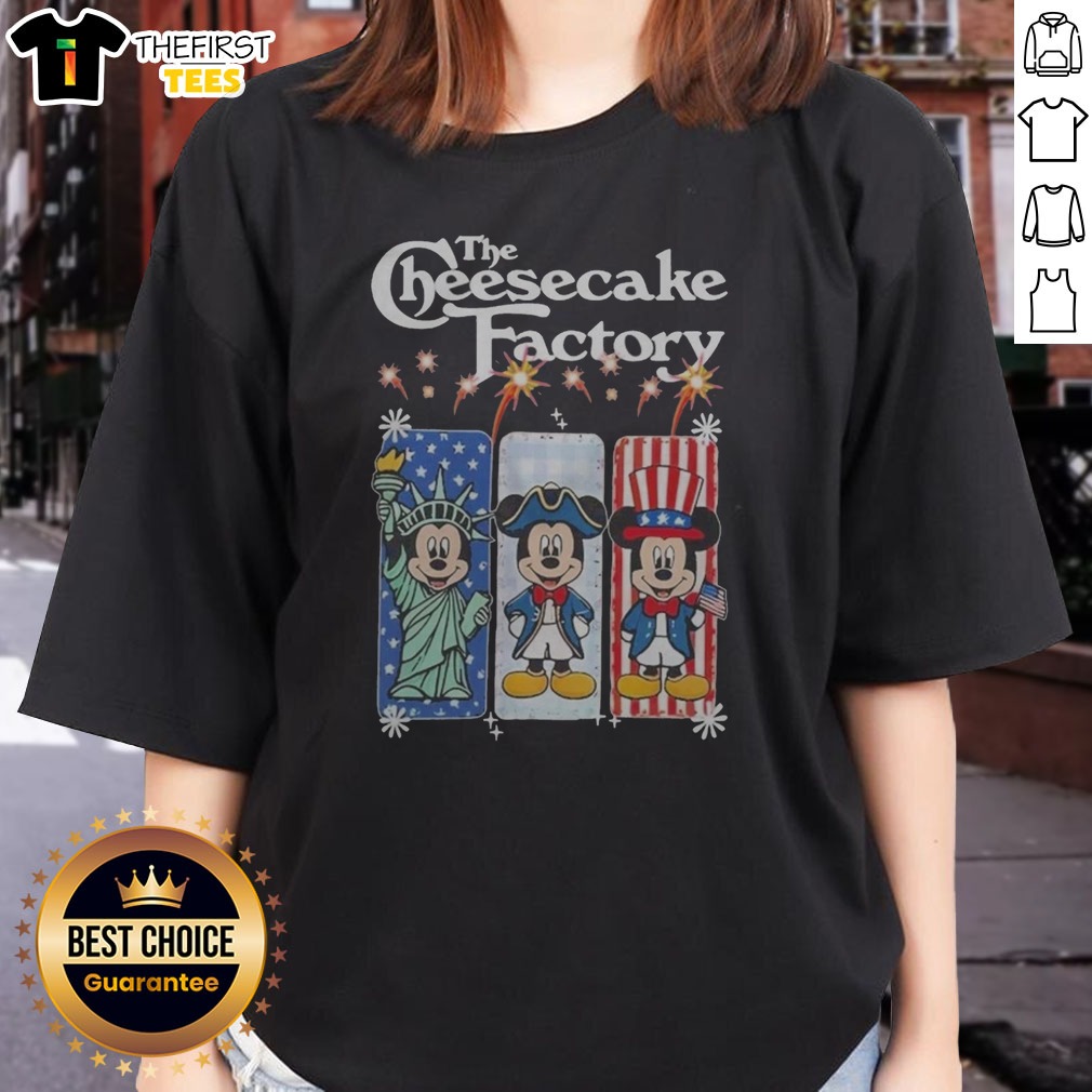 Official The Cheesecake Factory Mickey Mouse USA Patriotic Fireworks Shirt on Ladies Shirt Official The Cheesecake Factory Mickey Mouse USA Patriotic Fireworks Shirt shown as a ladies shirt preview