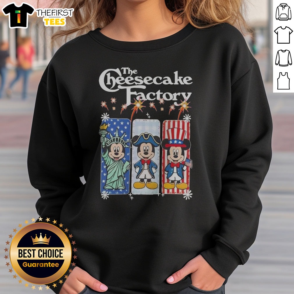 Official The Cheesecake Factory Mickey Mouse USA Patriotic Fireworks Shirt on Sweatshirt Official The Cheesecake Factory Mickey Mouse USA Patriotic Fireworks Shirt shown as a sweatshirt preview