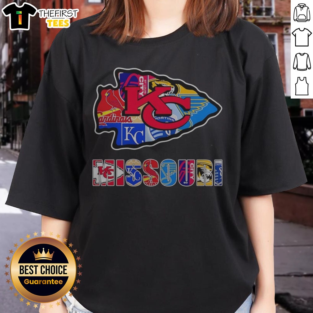 Original MO Chiefs Royals Cardinals Blues Sporting Arrowhead Logo Shirt on Ladies Shirt Original MO Chiefs Royals Cardinals Blues Sporting Arrowhead Logo Shirt shown as a ladies shirt preview