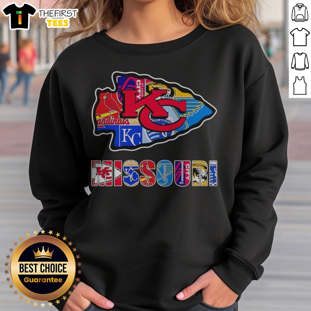 Original MO Chiefs Royals Cardinals Blues Sporting Arrowhead Logo Shirt on Sweatshirt Original MO Chiefs Royals Cardinals Blues Sporting Arrowhead Logo Shirt shown as a sweatshirt preview