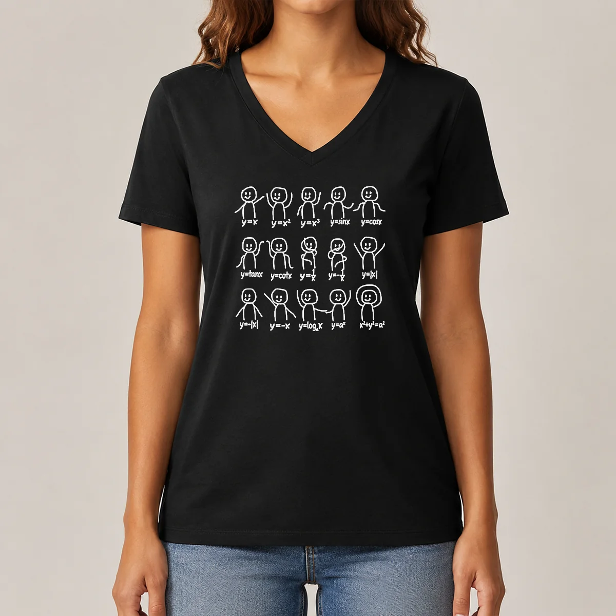 Premium Math Functions Stick Figures Meme V-Neck Shirt Premium Math Functions Stick Figures Meme V-Neck Shirt