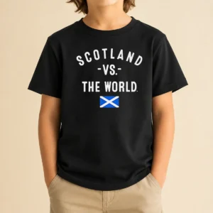 Premium Scotland Vs The World Saltire Flag Scotland Pride National Heritage FIFA World Cup 2026 Kids T-Shirt
