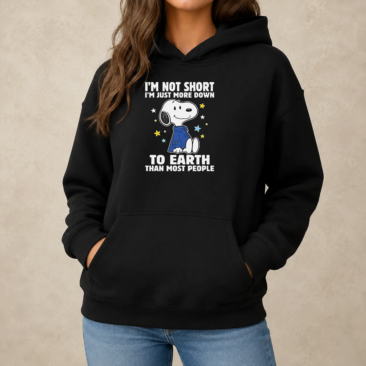 Premium Snoopy I'M Not Short I'M Just More Down To Earth Than Most People Hoodie