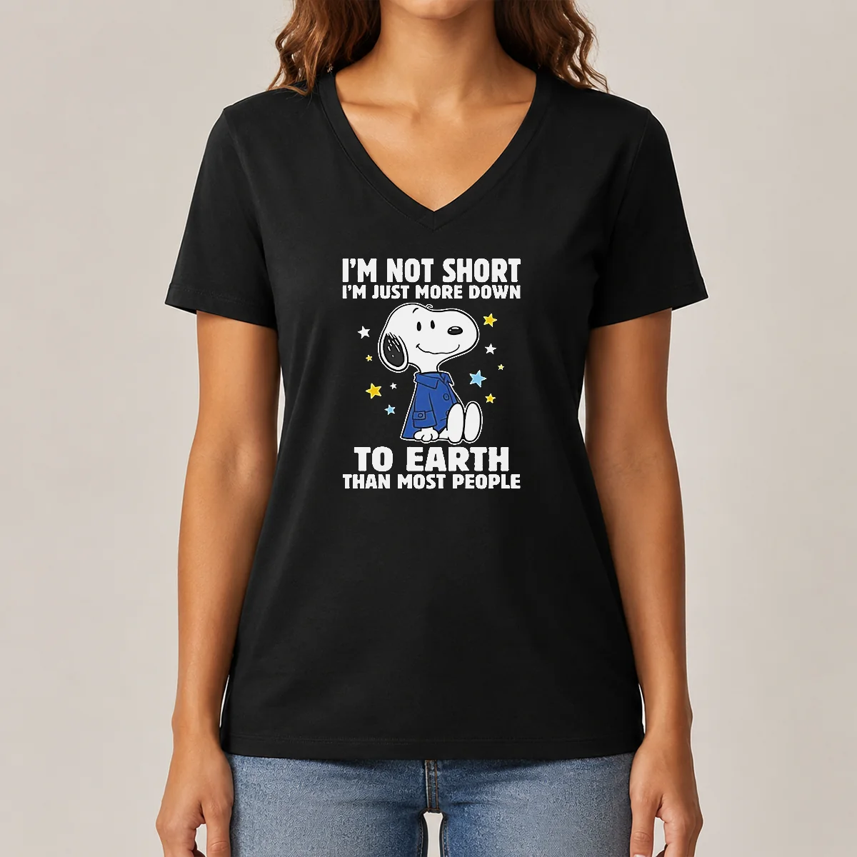 Premium Snoopy I'M Not Short I'M V-Neck Shirt Premium Snoopy I'M Not Short I'M V-Neck Shirt